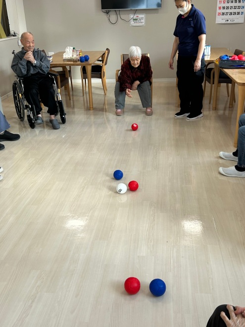 さあ～基準の白いボールに近づけるかな～